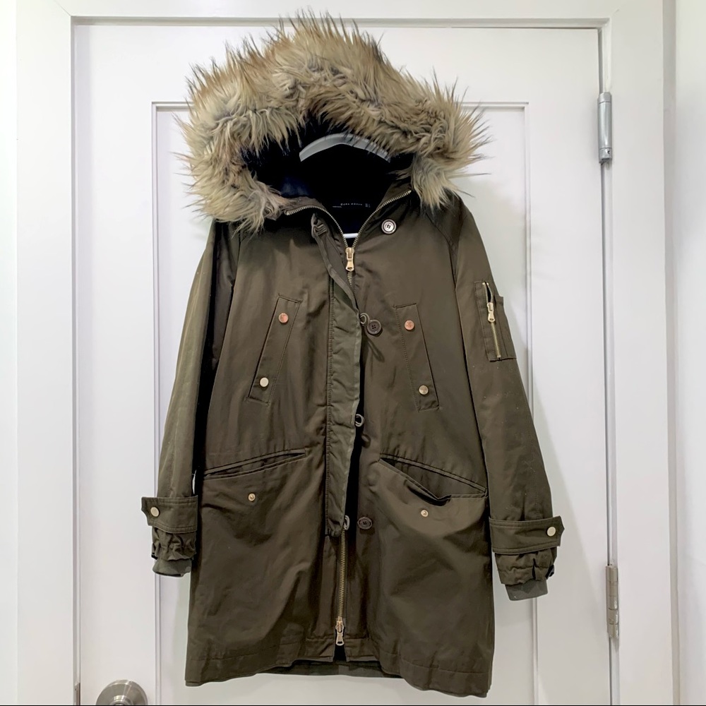 Army Green Zara Coat in size xs
